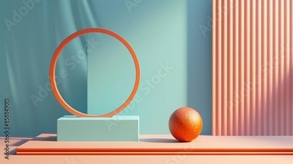 Fototapeta Minimalist 3D Composition with Geometric Shapes and Vibrant Colors