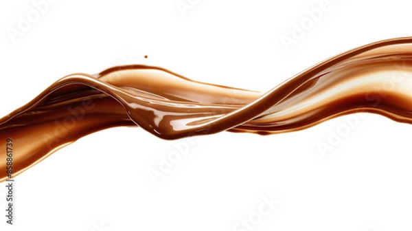 Fototapeta Isolated Horizontal Chocolate Wave, chocolate swirl isolated on white background, Chocolate milk wave