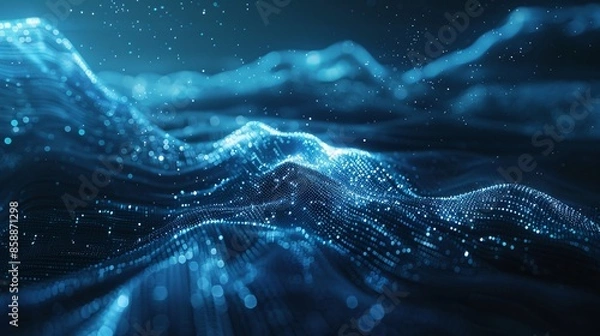 Obraz Technology Digital Data Abstract Background: This 3D rendering illustrates a digital data abstract background, emphasizing data analysis and access to digital information in cyberspace