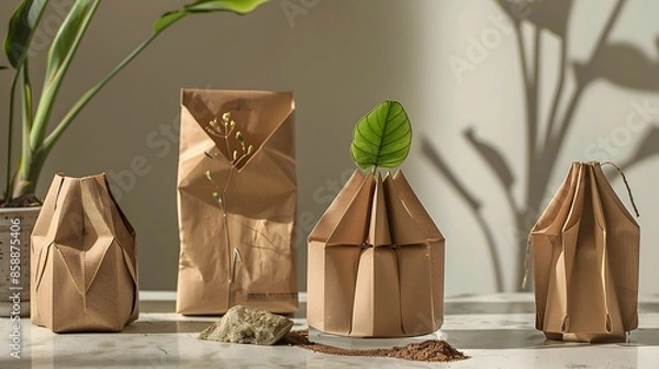 Fototapeta Eco friendly Packaging Concepts Inspired by Nature s Folding Techniques