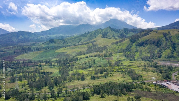 Fototapeta scenic landscape view on the wurung crater, east java