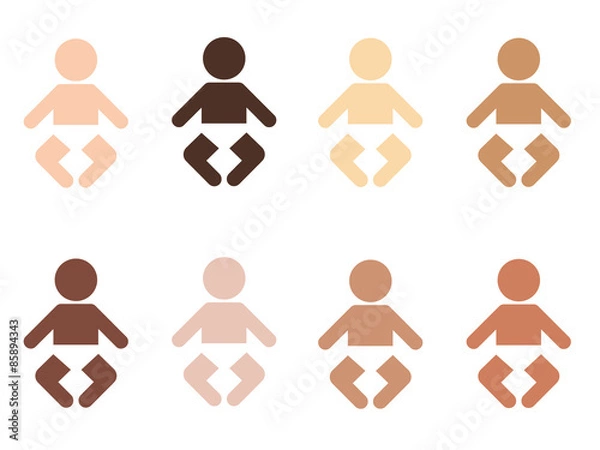 Fototapeta set of pictogram icons of different nationalities infants