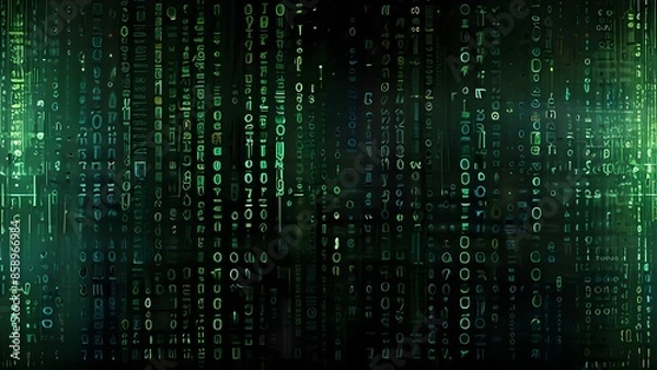 Fototapeta Abstract Digital Matrix Background - Generative AI