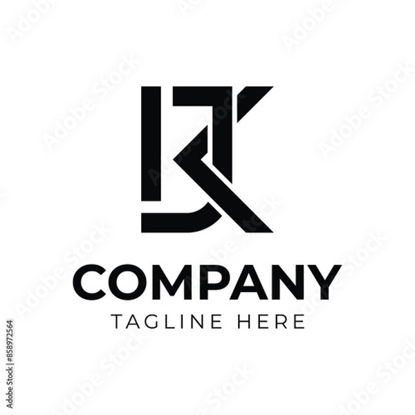 Fototapeta letter JK or KJ monogram logo design vector template design for brand.