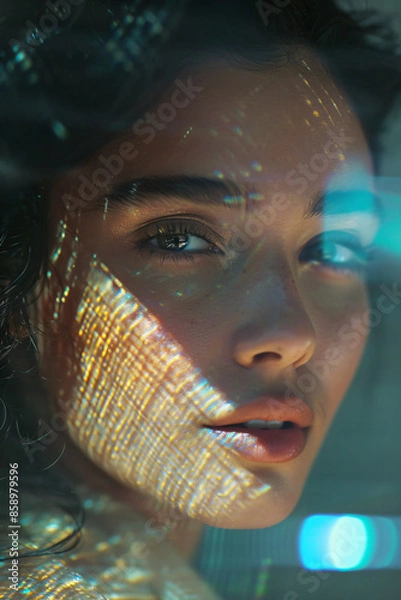 Obraz Supermodels with patterns and shadows on their face | Close up Portrait