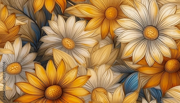 Obraz yellow chrysanthemum flowers