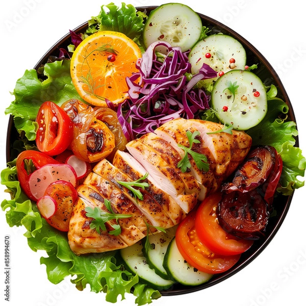 Obraz 먹을것, 샐러드, 토마토, 닭, 식당, 식사, 야채, 번호판, 고기, 건강한, 야채, 치즈, 물고기, 요리, 미식가, 점심, 요리, 연어, 상추, 규정식, green, 요리, 신선, chicken