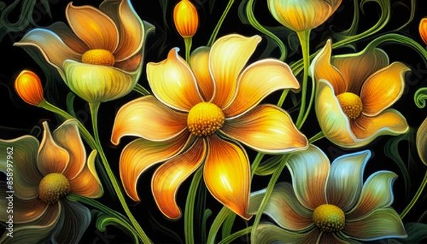 Obraz yellow and white flowers