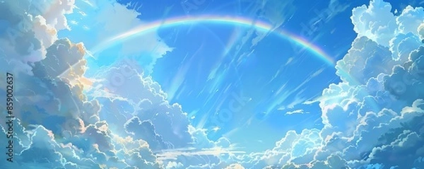 Fototapeta Thunderous Summer Skies: An Anime-Inspired Illustration with Clouds