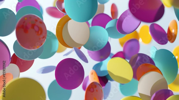 Fototapeta Abstract image of colorful circles floating gracefully, symbolizing creativity, playfulness, and vibrant energy.