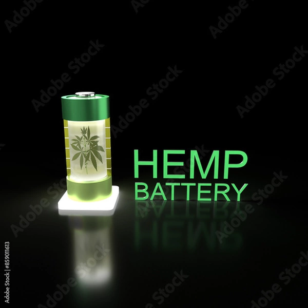 Fototapeta Hemp-Based Batteries , Hemp Battery, high-performance energy storage devices, 3D render