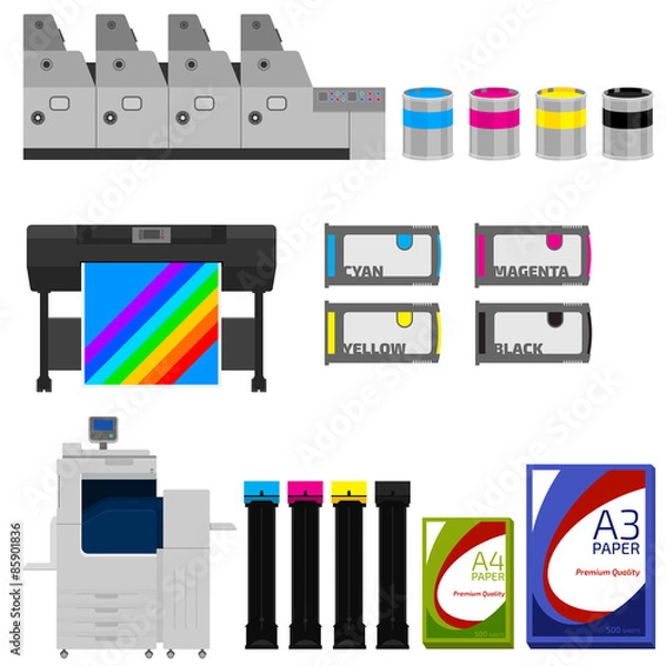 Obraz Color print equipment vector set