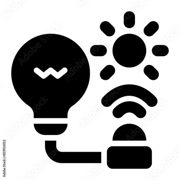 Fototapeta light sensor, light detection, light detector, light, sun, bulb, detection, detector, sensor solid glyph icon