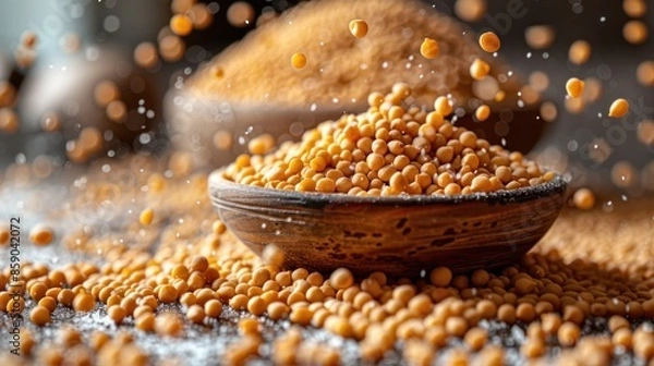 Fototapeta Close-up of mustard seeds in a bowl