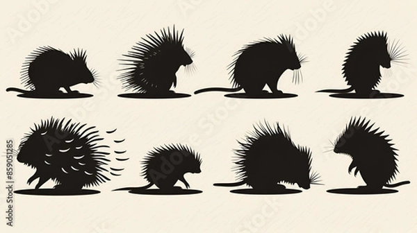 Fototapeta Exploring the Beauty of Wildlife Through Black Silhouettes on a Simple White Canvas