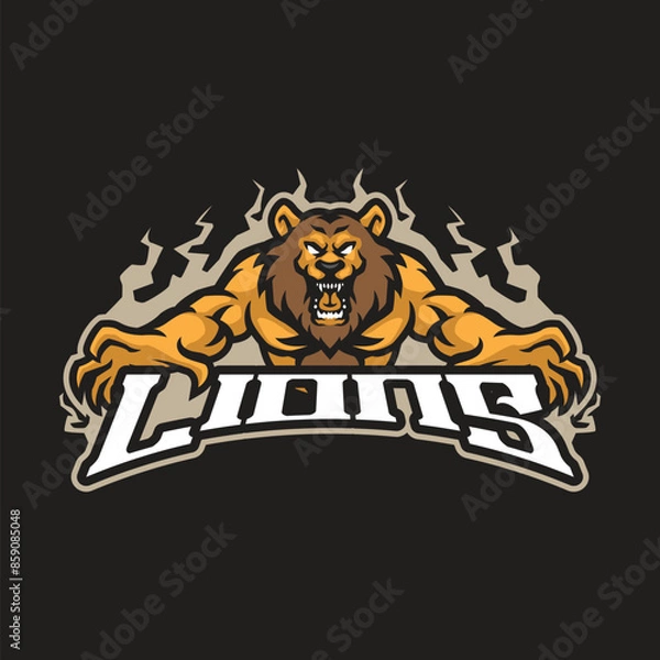 Obraz Lions mascot logo design vector with modern illustration concept style for badge, emblem and t shirt printing. Angry lions illustration for sport and esport team.