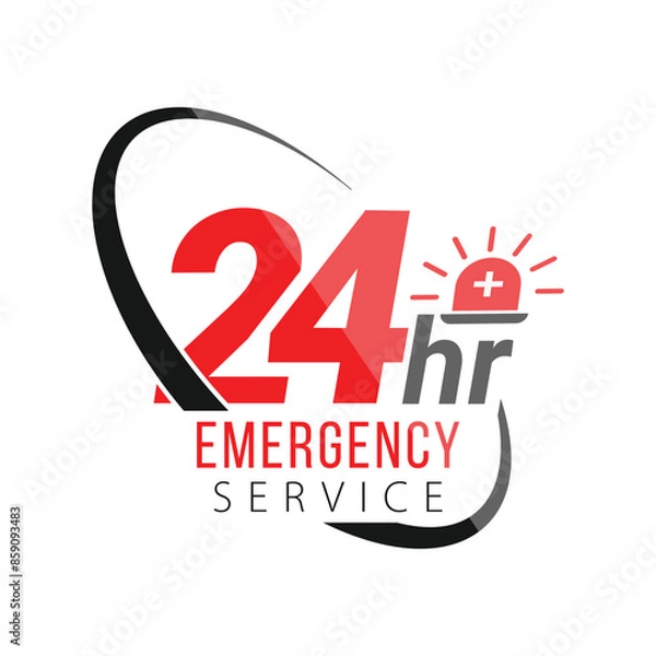 Fototapeta vector 24 hours emergency service concept label
