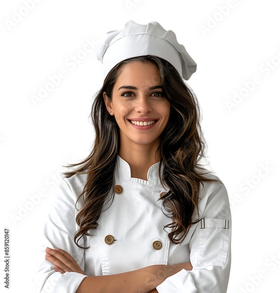 Obraz Beautiful female chef of brazilian cuisine on transparent isolated background