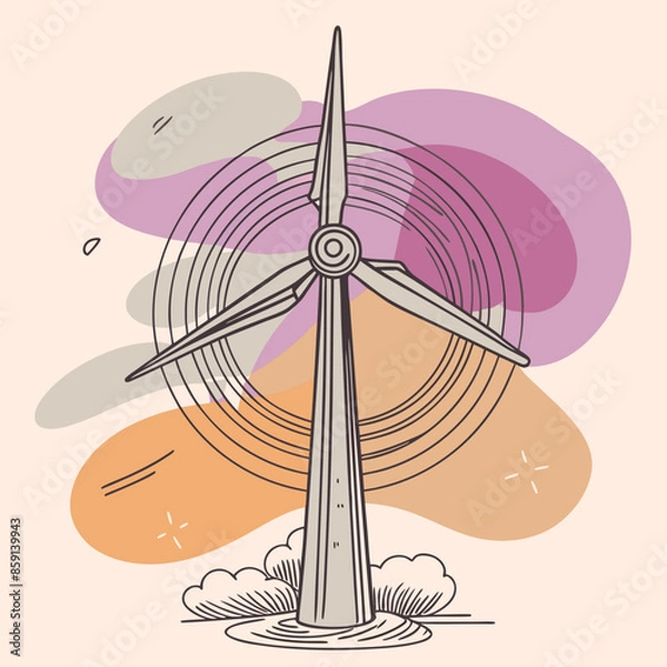 Fototapeta Wind Turbine, energy efficiency wind turbine illustration