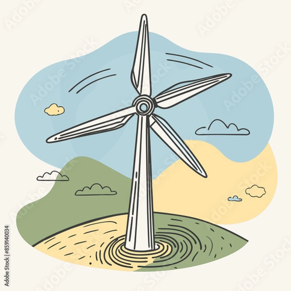 Fototapeta Wind Turbine, energy efficiency wind turbine illustration