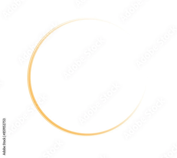 Fototapeta Golden or yellow magical fantasy portal. Round light frame, with fine dust particles, futuristic teleporter. Golden neon lights illuminate night scene with sparkles. Lighting effect. PNG.