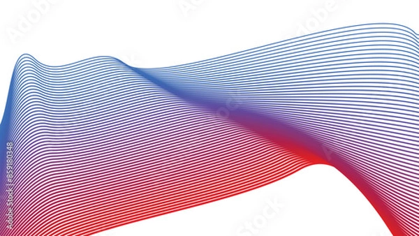 Fototapeta White abstract background with red and blue curve line for backdrop or presentation