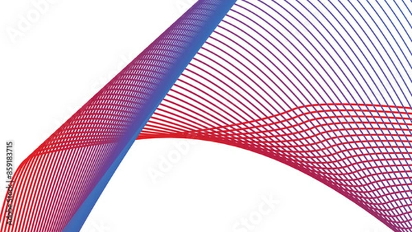Obraz White abstract background with red and blue curve line for backdrop or presentation