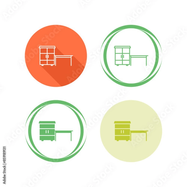 Fototapeta Table with Shelves Vector Icon