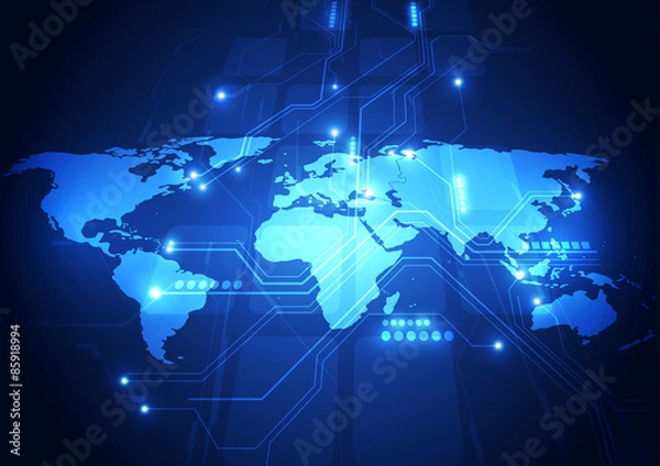 Fototapeta vector digital global technology concept, abstract background