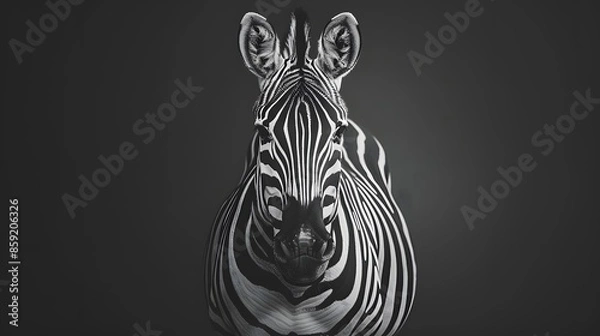 Fototapeta portrait of zebra. Black and white version. 