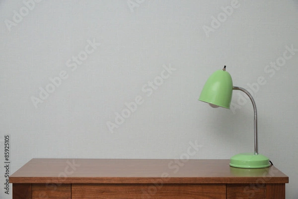 Obraz wooden Brown Table with a Lamp in bedroom