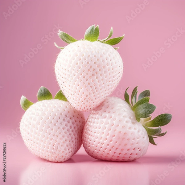 Obraz white strawberries in light pink background