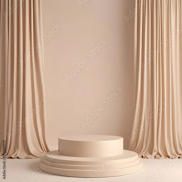 Fototapeta Minimal abstract beige background with podium