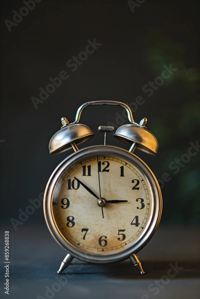 Fototapeta Classic Alarm Clock Ringing, Emphasizing Time Awareness and Urgency in a Close-Up Shot