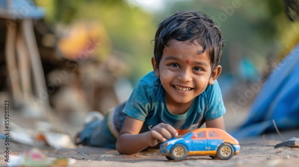 Fototapeta child playing in the playground