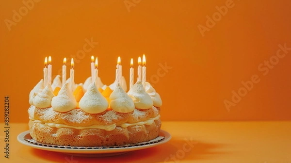Fototapeta birthday cake with candle