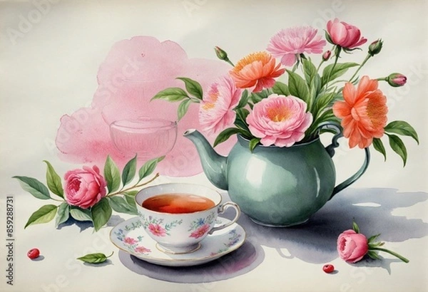 Fototapeta Blooming Tea Time Delight