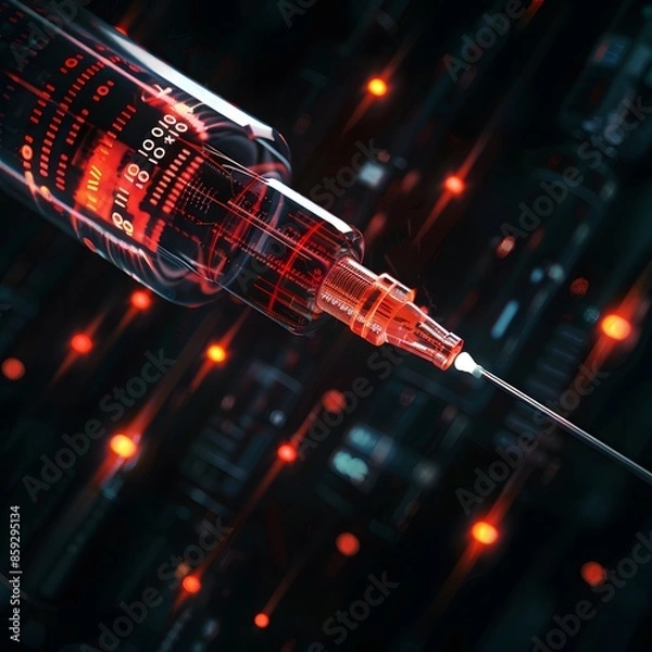 Obraz Secure Your Data: Illustration of SQL Injection Attack in Dark Tones with Bright Accents