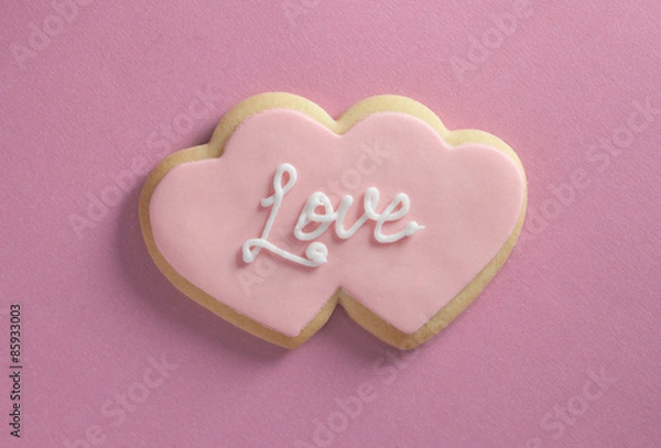 Obraz Heart shaped cookie with love text