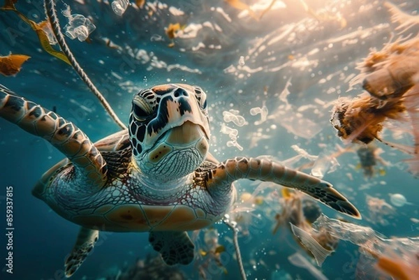 Fototapeta Underwater Heroes: The Crucial Role of Divers in Protecting Marine Life from Human Waste
