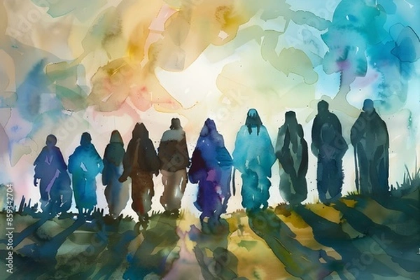 Obraz Christian Watercolor Artwork. Chosen Disciples