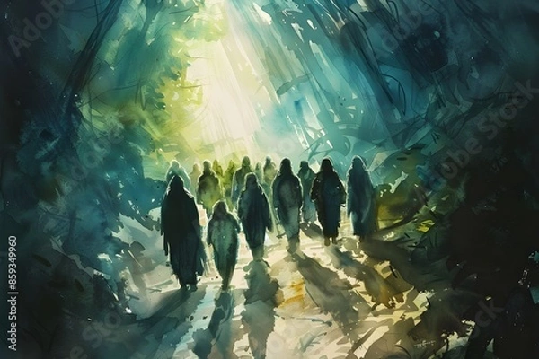 Obraz The Twelve Disciples. Watercolor Biblical Illustration