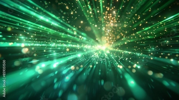 Obraz Abstract Green and Gold Light Burst