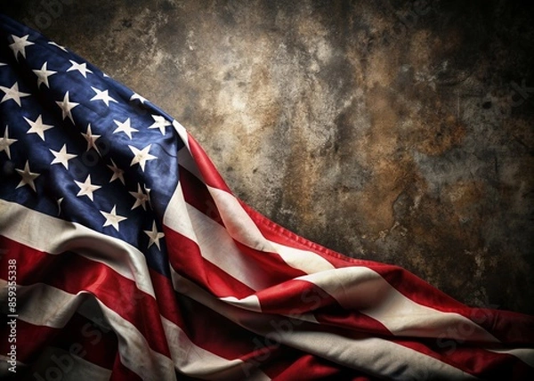 Fototapeta A Realistic Display of the American Flag on a Dark and Textured Surface 4th July