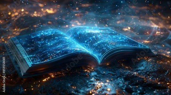 Obraz Mystical Blue Book with Glowing Pages