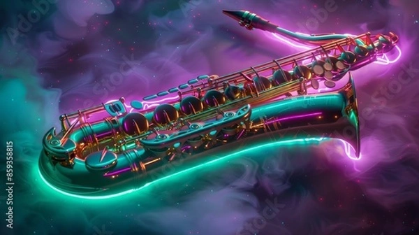 Obraz Neon Saxophone in a Dreamy Atmosphere