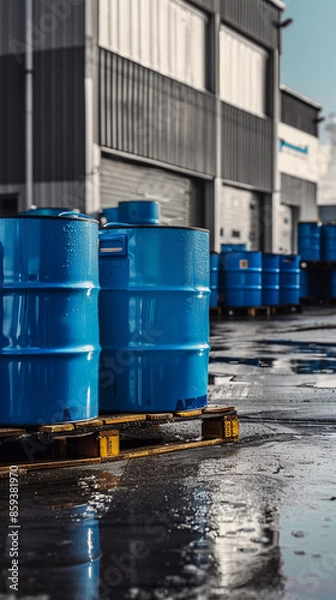Fototapeta Barrels outside the factory