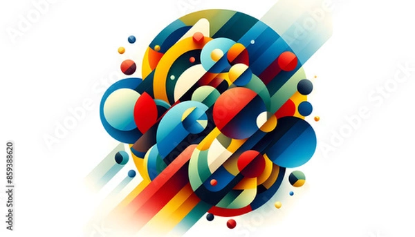 Fototapeta Dynamic Geometric Abstract Art: Colorful Circles and Lines in Motion