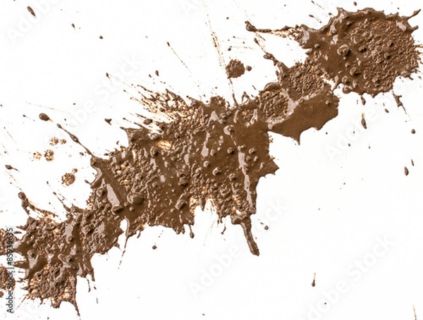 Fototapeta drops of mud sprayed a white background