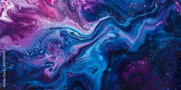 Obraz A vibrant and dynamic abstract digital rendering of cosmic clouds showcasing a futuristic space nebula.